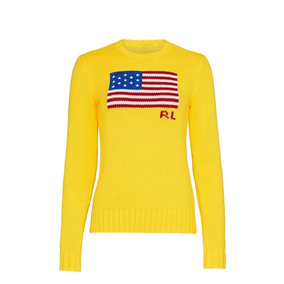 Polo Ralph Lauren Yellow Flag knit Sweater Small - Picture 2 of 7